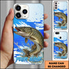 Maxcorners Fishing Water Splash Blue Pop Art Personalized Name Phone Case (10 Fish Species)