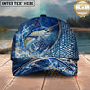 Maxcorners Fishing Ocean Scale Dynamic Splash Personalized Name 3D Cap (12 Fish Species)
