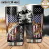Maxcorners Fishing Tumbler Monochrome Cabin Flag Collage Design Personalized Name Tumbler (13 Species)