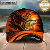 Maxcorners Skeleton Fishing Sunset Multicolor Options Personalized Name 3D Cap(12 Fish Species)