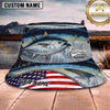 Maxcorners Fishing American Flag Fish Scale Camouflage Personalized 3D Bucket Hat (13 Fish Species)
