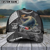 Maxcorners Fishing Gray Camo Sport Pattern Personalized Name 3D Cap (11 Breeds)