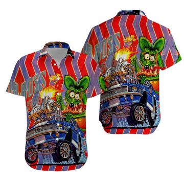 Maxcorners Rat Fink Rattail Hot Rod Hawaiian Shirt
