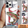 Maxcorners Fishing Patriotic Paint Splash Water Effect Personalized Name Phone Case (10 Fish Species)