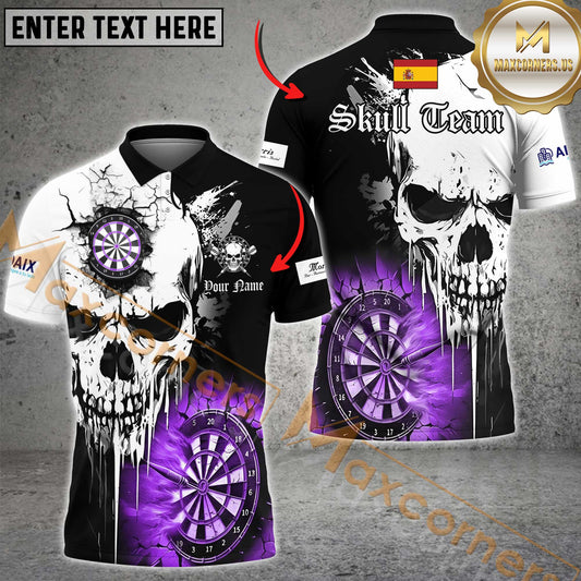 MaxcornersPersonalized Grunge Skull Crack Wall Men Dart Shirts Custom Darts League Team Jerseys For Marcos
