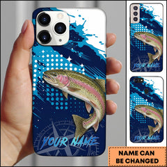 Maxcorners Fishing Trout Blue Ocean Compass Star Pop Art Personalized Name Phone Case
