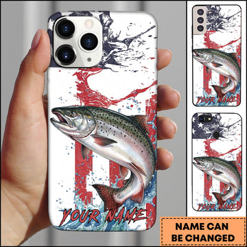 Maxcorners Chinook Fishing Patriotic Paint Splash Water Effect Personalized Name Phone Case