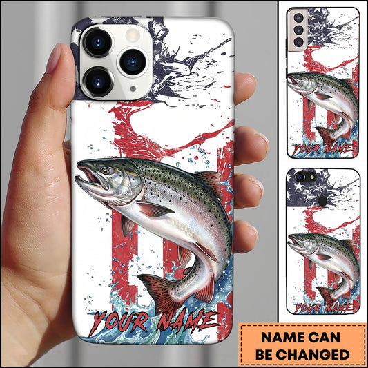 Maxcorners Chinook Fishing Patriotic Paint Splash Water Effect Personalized Name Phone Case