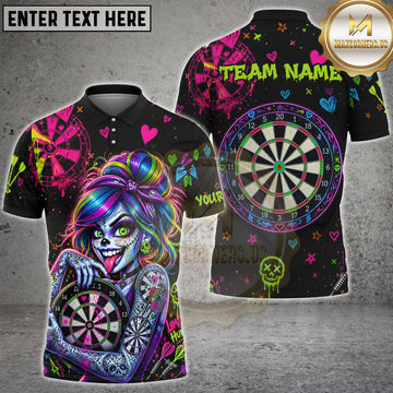 Maxcorners Crazy Darts Girl Rainbow Graffiti Multi Options Personalized Name, Team Name 3D Shirt