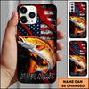 Maxcorners Fishing American Flag Patriotic Grunge Personalized Name Phone Case (10 Fish Species)
