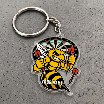 Maxcorners Angry Bee Darts Personalized Name Keychain