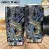 Maxcorners Fishing Tumbler Dark Blue Grunge Camouflage Design Personalized Name Tumbler (13 Species)