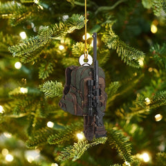 Maxcorners Personalized Hunting Backpack with Sniper Rifle Christmas 3D Ornament, Custom Holiday Tree Decor, Perfect Gift for Hunter
