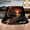 Maxcorners Skeleton Angler Fishing Orange Sunset Personalized Name 3D Bucket Hat (12 Fish Species)
