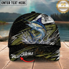 Maxcorners Fishing Hexagon Camo Water Splash Personalized 3D Cap (12 Fish Species)