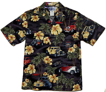 Maxcorners Hibiscus Drag Racers Men's Hawaiian Shirt