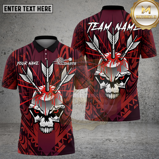 Maxcorners Darts Skull Tribal Warrior Blood Arrow Multicolor Options Personalized Name, Team Name 3D Shirt (4 Colors)