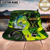 Maxcorners Fishing Neon Green Sport Personalized Name 3D Bucket Hat (12 Fish Species)