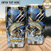 Maxcorners Fishing Tumbler Navy Gold Brush Splatter Design Personalized Name Tumbler (13 Species)