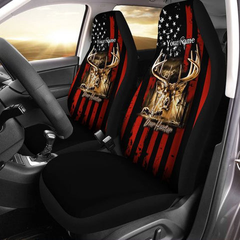 Maxcorners Deer Hunting US Flag Camouflage Car Seat Covers