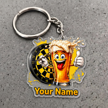 Maxcorners Drunk Beer Darts Personalized Name Keychain