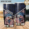 Maxcorners Fishing Tumbler Dark Patriotic Flag Emblem Design Personalized Name Tumbler (13 Species)