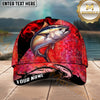 Maxcorners Fishing Red Smoke Scale Graphic Personalized Name 3D Cap (12 Fish Species)