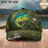 Maxcorners Fishing Green Scale Lightning Pattern Personalized 3D Cap (12 Fish Species)