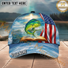 Maxcorners Fishing Faith American Flag Personalized Name 3D Cap (12 Fish Species)