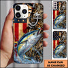 Maxcorners Rustic American Flag Woodland Personalized Name Phone Case (13 Fish Species)