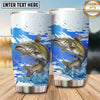 Maxcorners Fishing Tumbler Blue Watercolor Brush Design Personalized Name Tumbler (13 Species)
