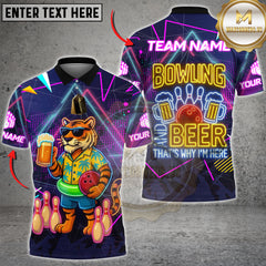 Maxcorners Bowling Shirt Tiger Beer Neon Glow Multioptions Personalized Name, Team Name Unisex 3D Shirt (4 Colors)