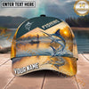 Maxcorners Fishing Sunset Lake Angler Personalized Name 3D Cap (12 Fish Species)