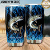 Maxcorners Fishing Tumbler Electric Blue Fire Design Personalized Name Tumbler (13 Species)