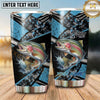 Maxcorners Fishing Tumbler Black Aqua Geometric Grunge Design Personalized Name Tumbler (13 Species)