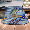 Maxcorners Fishing Blue Geometric Water Splash Personalized Name 3D Bucket Hat (12 Fish Species)