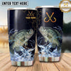 Maxcorners Fishing Tumbler Navy Gold Crossed Hook Splash Design Personalized Name Tumbler (13 Species)