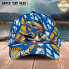 Maxcorners Fishing Ocean Boat Wave Personalized Name 3D Cap (12 Fish Species)