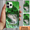 Maxcorners Fishing Green Honeycomb Splash Personalized Name Phone Case  (12 Fish Species)
