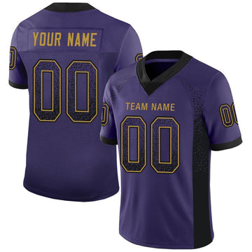 Maxcorners Custom Purple Black-Old Gold Drift Fashion Football Jersey LM2605