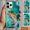 Maxcorners Fishing Teal Aqua Marble Wave Customized Name 3D Cap