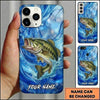 Maxcorners Fishing Blue Liquid Wave Customized Name 3D Phone Case