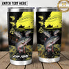 Maxcorners Fishing Tumbler Neon Yellow Sunset Angler Design Personalized Name Tumbler (13 Species)