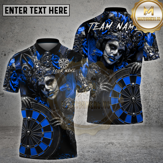 Maxcorners Darts Shirt Gothic Queen Mask Roulette Dark Art Multicolor Options Personalized Name, Team Name 3D Shirt (4 Colors)
