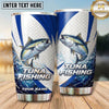 Maxcorners Fishing Tumbler Blue White Racing Stripe Design Personalized Name Tumbler (13 Species)