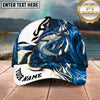 Maxcorners Fishing Blue Tribal Swirl Personalized Name 3D Shirt (13 Fish Species)