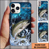 Maxcorners Blue Marble Hexagon Water Splash Personalized Name Phone Case (13 Fish Species)