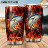 Maxcorners Fishing Tumbler Red Orange Inferno Flame Design Personalized Name Tumbler (13 Species)