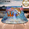 Maxcorners Fishing Beer American Flag Personalized Name 3D Bucket Hat (12 Fish Species)