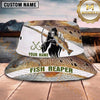 Maxcorners Fishing Fish Reaper White Green Scale Personalized 3D Bucket Hat (13 Fish Species)